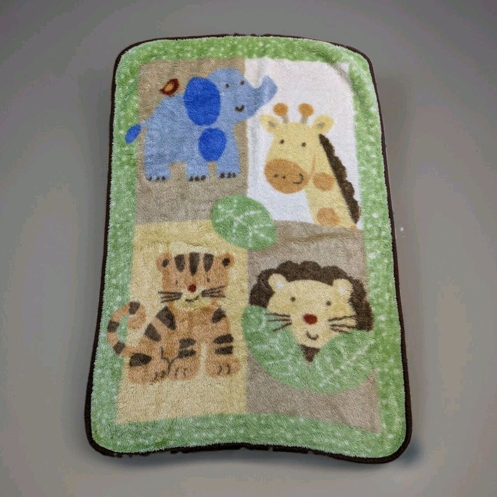 Just Born Baby Plush Crib Blanket Fleece Jungle Lion Tiger Giraffe Elephant Y2K